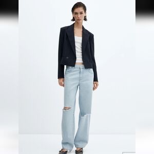 MNG Decorative ripped wide-leg jeans